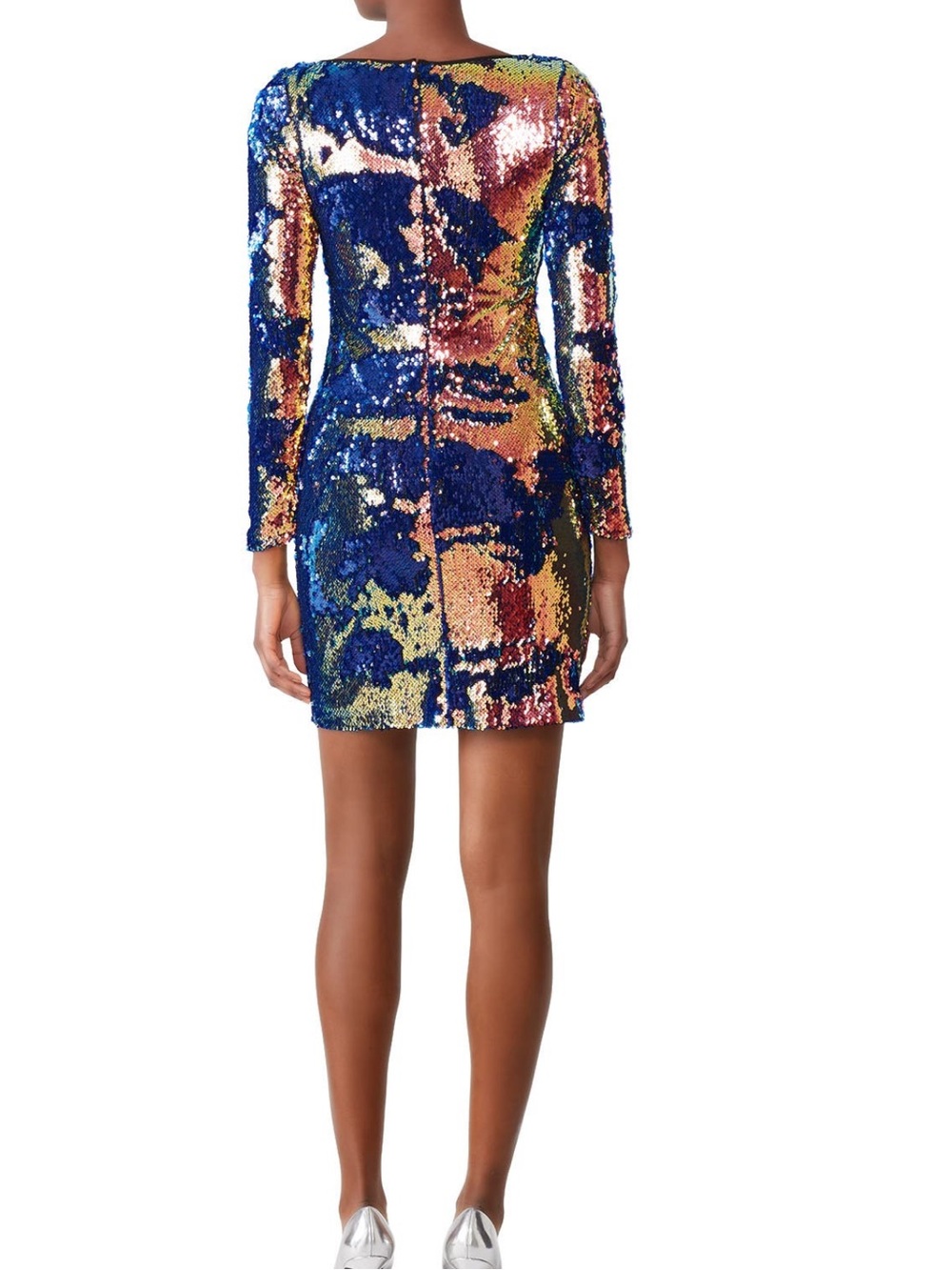 Naeem Khan mermaid sequin multi gold/blue/pink sheath size 2 - Picture 4 of 12